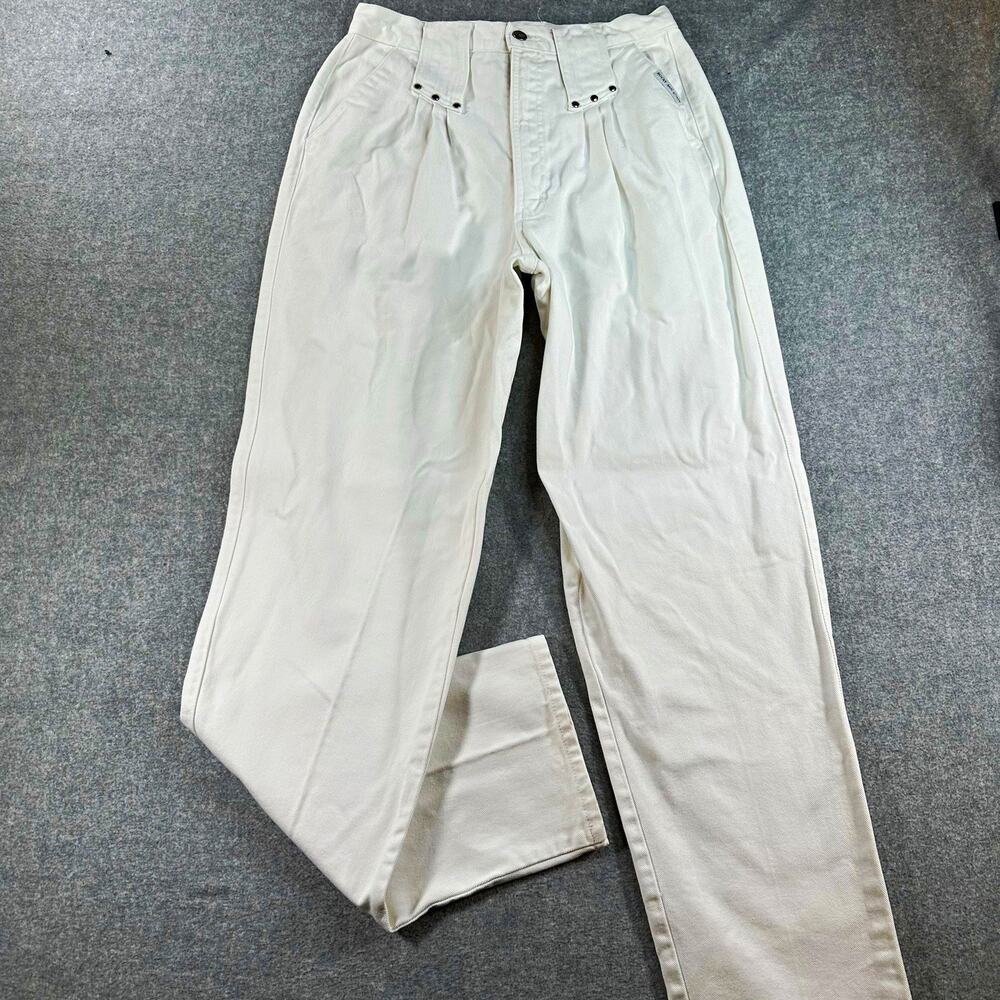 Vintage 80s Rocky Mountain White Jeans 33/15 High Rise Western Bareback Studded